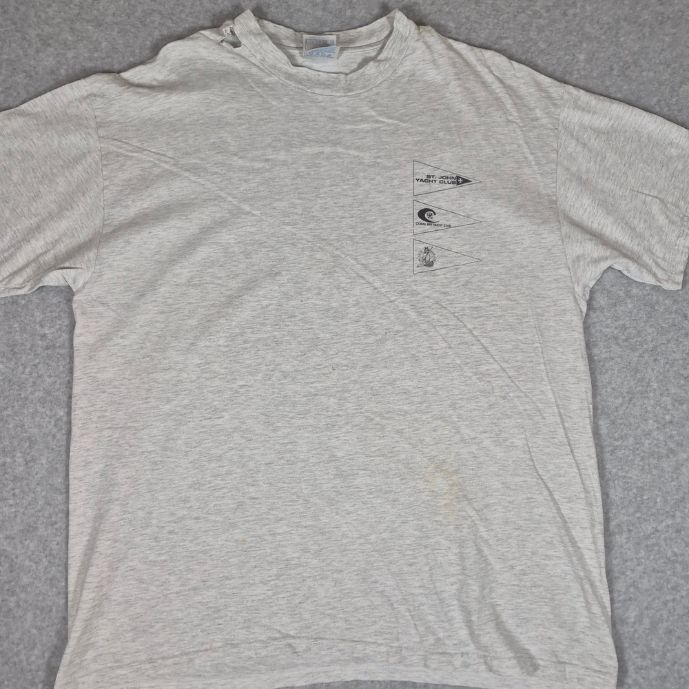 Vintage Hanes T-Shirt Mens XL Gray Commodores Cup 2000 St John Yacht Club